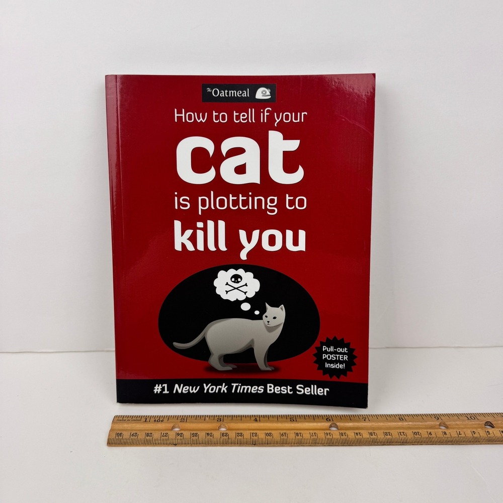 Softcover Oatmeal How to Tell your Cats Plotting to Kill You Funny Book w Poster